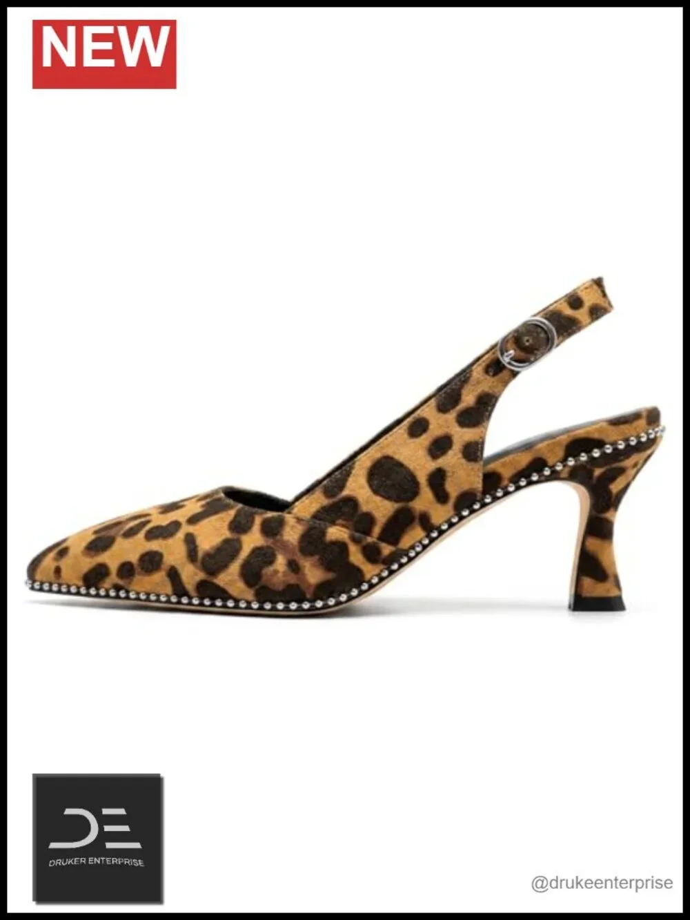 Beaded Slingback Kitten Heels Pointed Toe Pumps Faux Leather